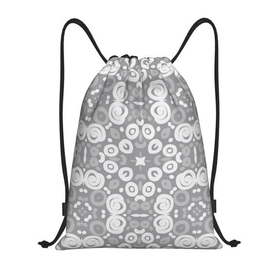 Drawstring Backpack - Circular pattern A Splash Proof Small Drawstring Gym Bag for Women Men, Cinch Sports String Bag Backpack for Travel Swimming Beach