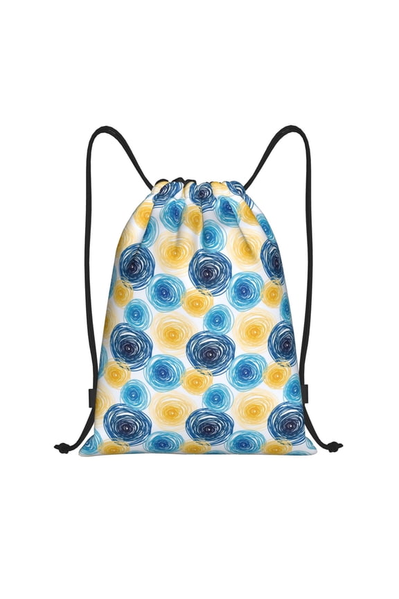 Drawstring Backpack - Circular print Splash Proof Small Drawstring Gym Bag for Women Men, Cinch Sports String Bag Backpack for Travel Swimming Beach