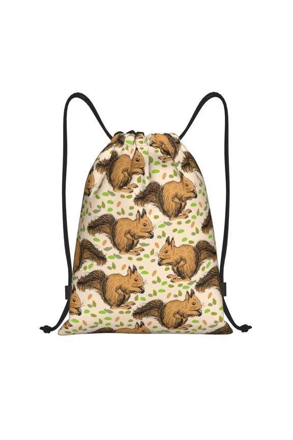 Drawstring Backpack - Classic Cute Cartoon Squirrel Splash Proof Small Drawstring Gym Bag for Women Men, Cinch Sports String Bag Backpack for Travel Swimming Beach