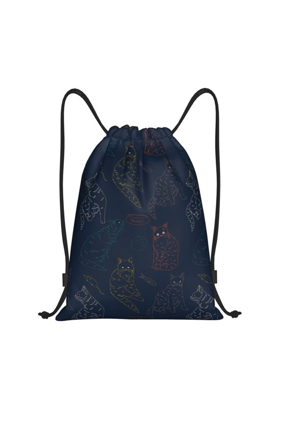 Drawstring Backpack - Classic Handmade Colorful Cat Splash Proof Small Drawstring Gym Bag for Women Men, Cinch Sports String Bag Backpack for Travel Swimming Beach