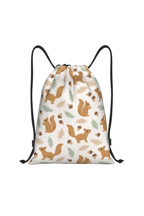 Drawstring Backpack - Clean Cute Cartoon Squirrel Splash Proof Small Drawstring Gym Bag for Women Men, Cinch Sports String Bag Backpack for Travel Swimming Beach