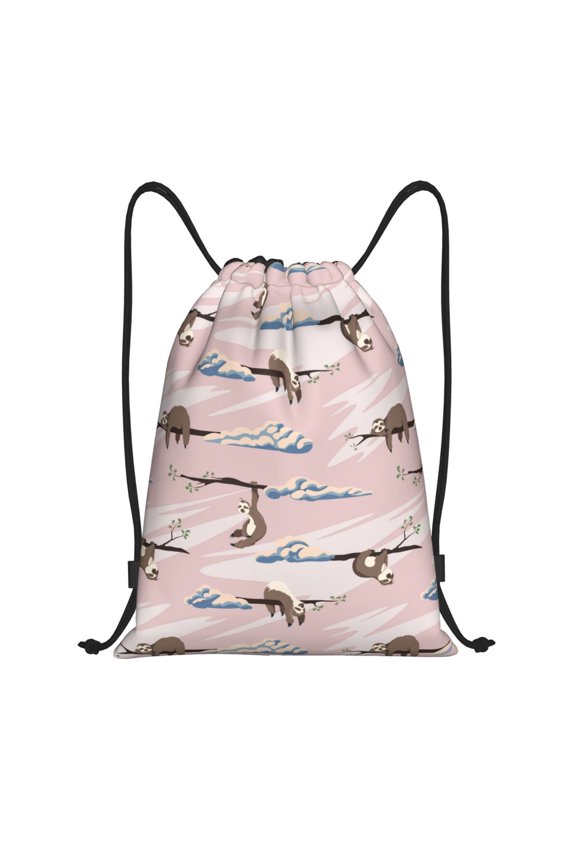 Drawstring Backpack - Cloud sloth Splash Proof Small Drawstring Gym Bag for Women Men, Cinch Sports String Bag Backpack for Travel Swimming Beach