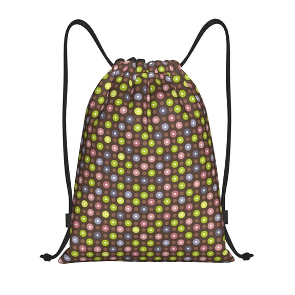 Drawstring Backpack - Colorful Circle pattern Splash Proof Small Drawstring Gym Bag for Women Men, Cinch Sports String Bag Backpack for Travel Swimming Beach