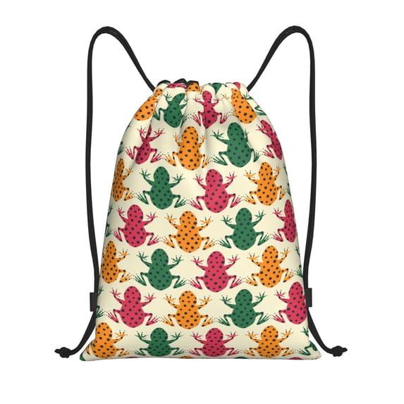 Drawstring Backpack - Colorful Frogs Splash Proof Small Drawstring Gym Bag for Women Men, Cinch Sports String Bag Backpack for Travel Swimming Beach