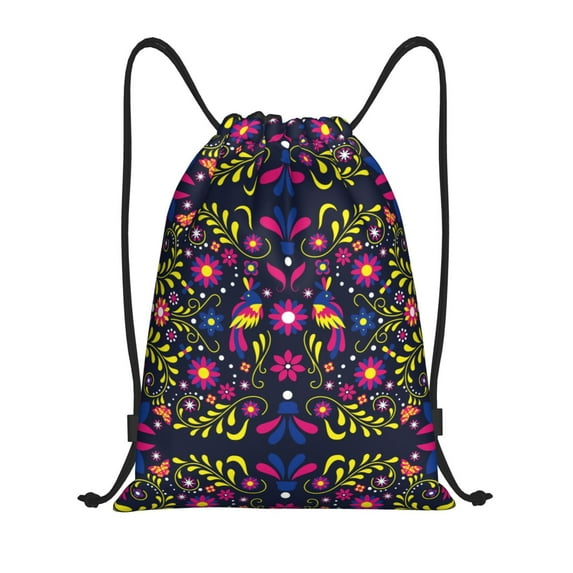 Drawstring Backpack - Colorful Mexican Splash Proof Small Drawstring Gym Bag for Women Men, Cinch Sports String Bag Backpack for Travel Swimming Beach