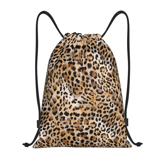Drawstring Backpack - Colorful leopard print cool Splash Proof Small Drawstring Gym Bag for Women Men, Cinch Sports String Bag Backpack for Travel Swimming Beach