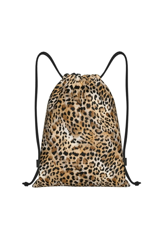 Drawstring Backpack - Colorful leopard print cool Splash Proof Small Drawstring Gym Bag for Women Men, Cinch Sports String Bag Backpack for Travel Swimming Beach