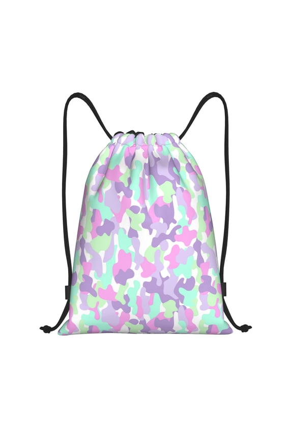 Drawstring Backpack - Colourful Camouflage Splash Proof Small Drawstring Gym Bag for Women Men, Cinch Sports String Bag Backpack for Travel Swimming Beach