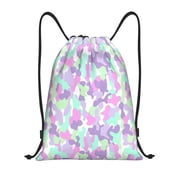 Drawstring Backpack - Colourful Camouflage Splash Proof Small Drawstring Gym Bag for Women Men, Cinch Sports String Bag Backpack for Travel Swimming Beach