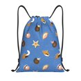 thumbnail image 1 of Drawstring Backpack - Conch Shell Blue Splash Proof Small Drawstring Gym Bag for Women Men, Cinch Sports String Bag Backpack for Travel Swimming Beach, 1 of 8