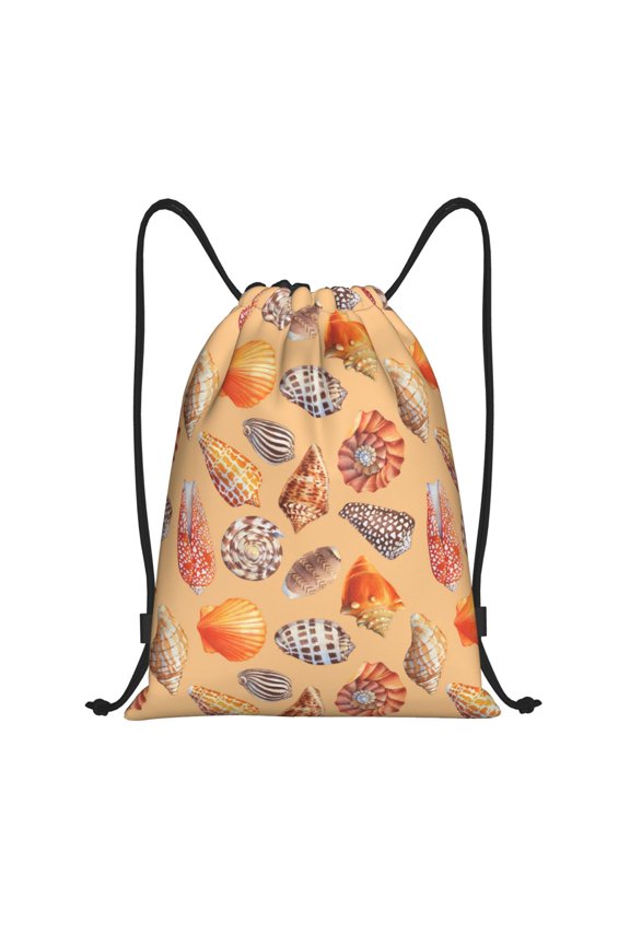 Drawstring Backpack - Conch Shell No.J916 Splash Proof Small Drawstring Gym Bag for Women Men, Cinch Sports String Bag Backpack for Travel Swimming Beach