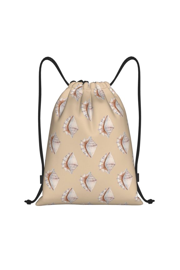 Drawstring Backpack - Conch Shell No.J917 Splash Proof Small Drawstring Gym Bag for Women Men, Cinch Sports String Bag Backpack for Travel Swimming Beach