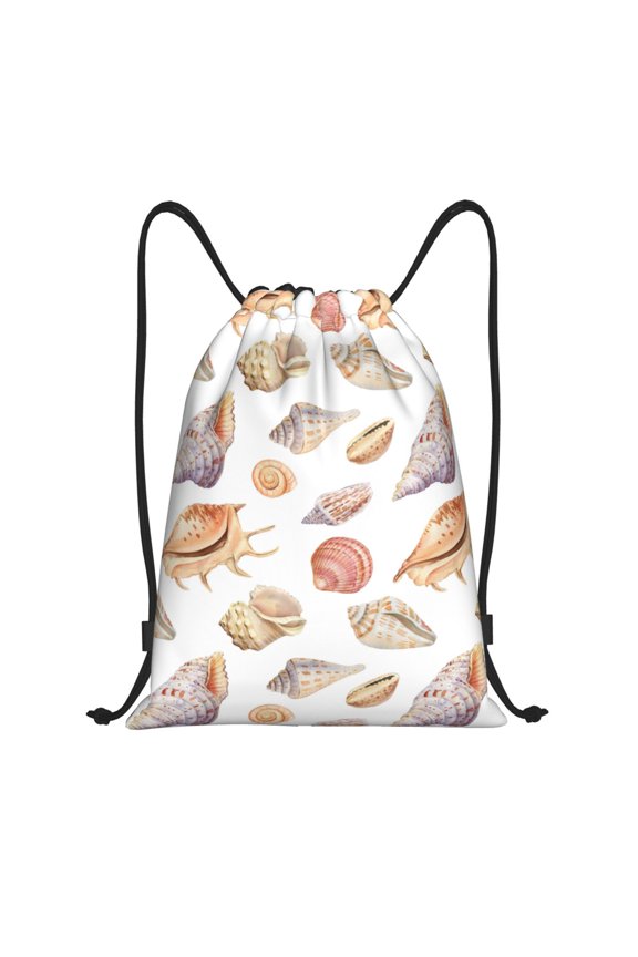 Drawstring Backpack - Conch Shell No.J924 Splash Proof Small Drawstring Gym Bag for Women Men, Cinch Sports String Bag Backpack for Travel Swimming Beach
