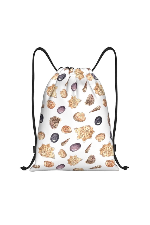 Drawstring Backpack - Conch Shell No.J929 Splash Proof Small Drawstring Gym Bag for Women Men, Cinch Sports String Bag Backpack for Travel Swimming Beach