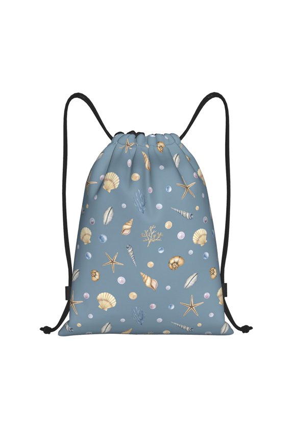 Drawstring Backpack - Conch Shell No.J932 Splash Proof Small Drawstring Gym Bag for Women Men, Cinch Sports String Bag Backpack for Travel Swimming Beach