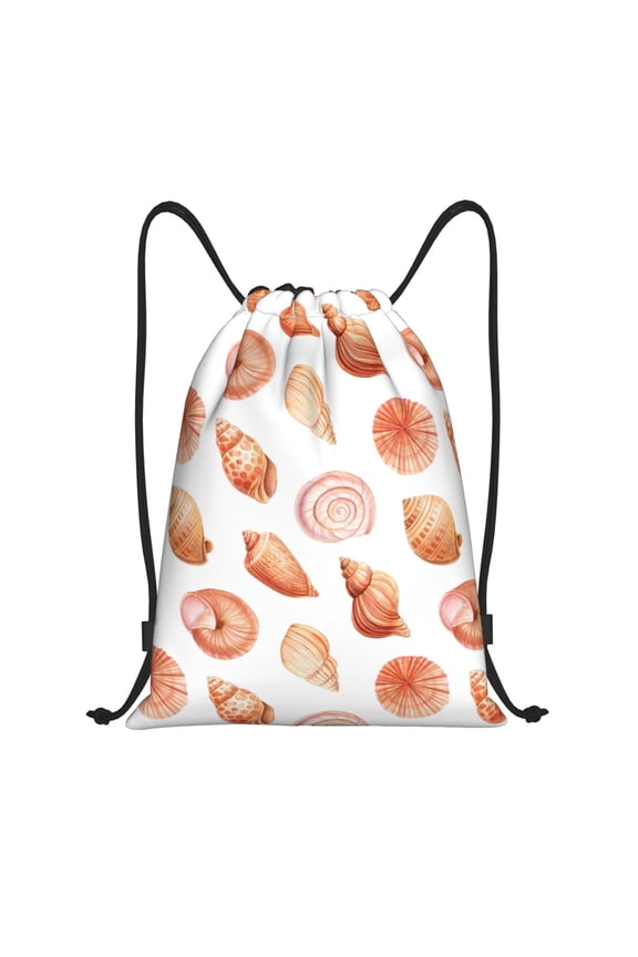 Drawstring Backpack - Conch Shell No.J936 Splash Proof Small Drawstring Gym Bag for Women Men, Cinch Sports String Bag Backpack for Travel Swimming Beach