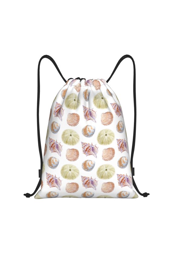Drawstring Backpack - Conch Shell No.J95 Splash Proof Small Drawstring Gym Bag for Women Men, Cinch Sports String Bag Backpack for Travel Swimming Beach