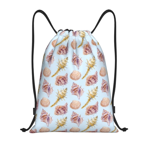 Drawstring Backpack - Conch Shell No.J97 Splash Proof Small Drawstring Gym Bag for Women Men, Cinch Sports String Bag Backpack for Travel Swimming Beach