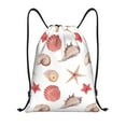 thumbnail image 1 of Drawstring Backpack - Conch Shells Print No.903 Splash Proof Small Drawstring Gym Bag for Women Men, Cinch Sports String Bag Backpack for Travel Swimming Beach, 1 of 8