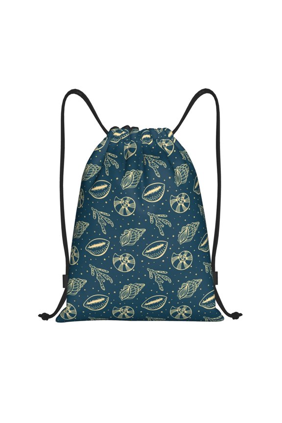 Drawstring Backpack - Conch Shells Print No.9064 Splash Proof Small Drawstring Gym Bag for Women Men, Cinch Sports String Bag Backpack for Travel Swimming Beach