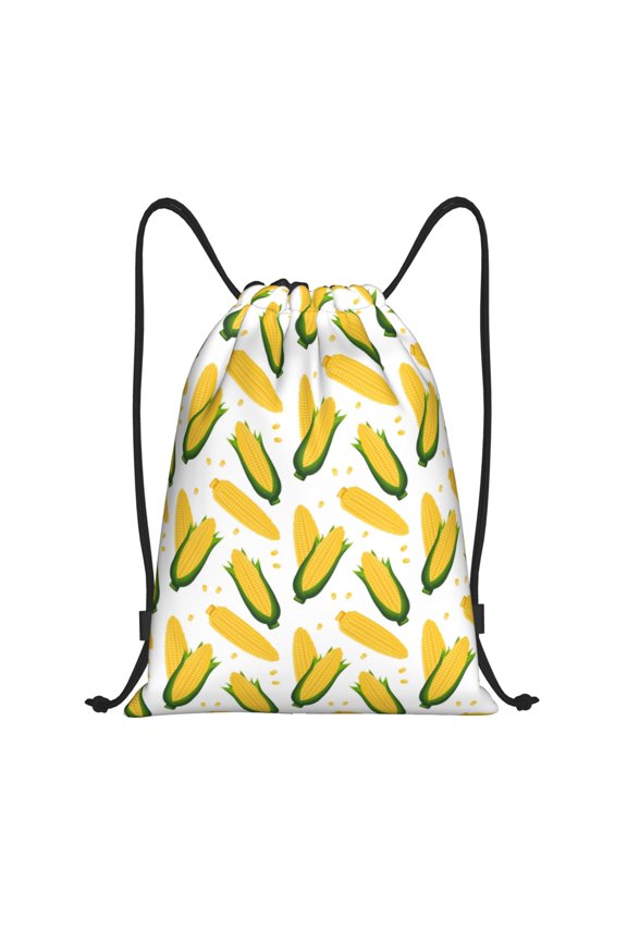 Drawstring Backpack - Corn On The Cob Splash Proof Small Drawstring Gym Bag for Women Men, Cinch Sports String Bag Backpack for Travel Swimming Beach