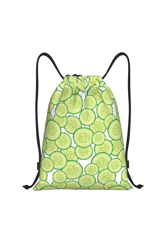 Drawstring Backpack - Cucumber slices Splash Proof Small Drawstring Gym Bag for Women Men, Cinch Sports String Bag Backpack for Travel Swimming Beach
