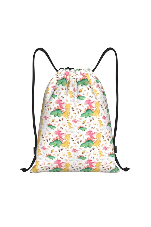 Drawstring Backpack - Cute Baby Dinosaurs Splash Proof Small Drawstring Gym Bag for Women Men, Cinch Sports String Bag Backpack for Travel Swimming Beach