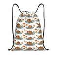 thumbnail image 1 of Drawstring Backpack - Cute Capybaras Orange Splash Proof Small Drawstring Gym Bag for Women Men, Cinch Sports String Bag Backpack for Travel Swimming Beach, 1 of 8