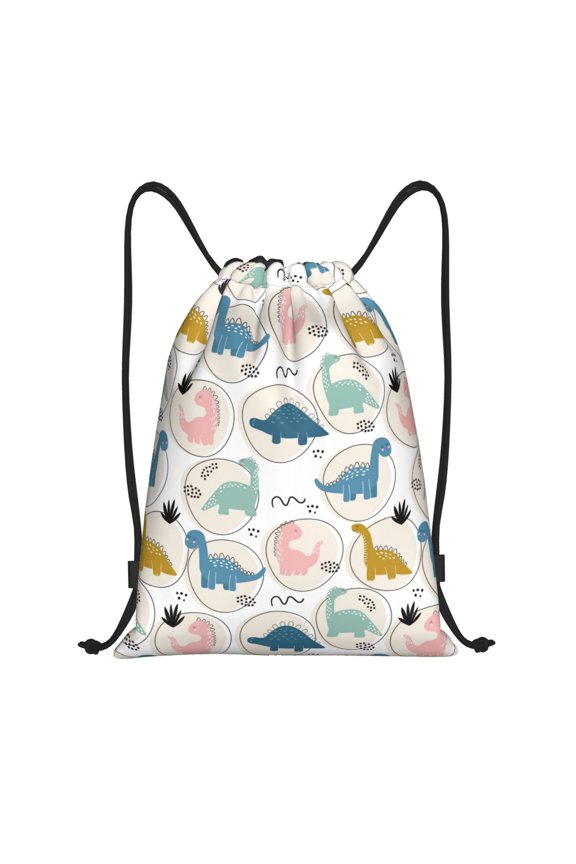 Drawstring Backpack - Cute Dinosaurs (3) Splash Proof Small Drawstring Gym Bag for Women Men, Cinch Sports String Bag Backpack for Travel Swimming Beach