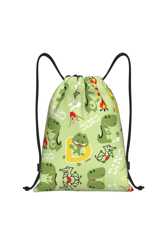 Drawstring Backpack - Cute Dinosaurs Cartoon Splash Proof Small Drawstring Gym Bag for Women Men, Cinch Sports String Bag Backpack for Travel Swimming Beach