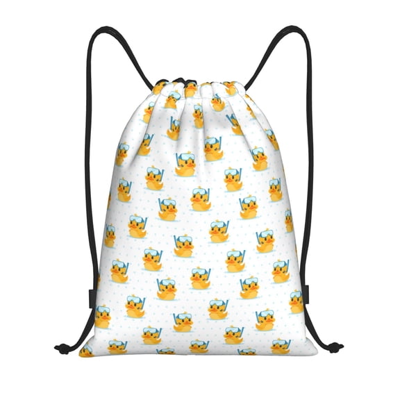Drawstring Backpack - Cute Duck Diver Splash Proof Small Drawstring Gym Bag for Women Men, Cinch Sports String Bag Backpack for Travel Swimming Beach