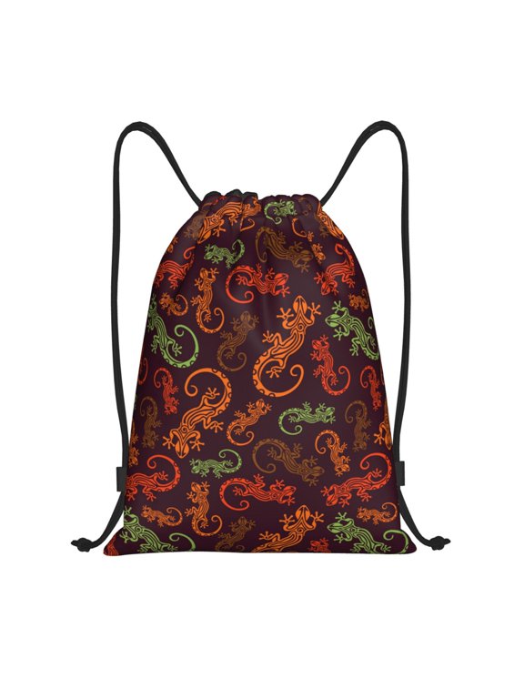Drawstring Backpack - Cute Gecko Lizard Exotic Splash Proof Small Drawstring Gym Bag for Women Men, Cinch Sports String Bag Backpack for Travel Swimming Beach