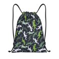 thumbnail image 1 of Drawstring Backpack - Cute Lizard Gecko Green Splash Proof Small Drawstring Gym Bag for Women Men, Cinch Sports String Bag Backpack for Travel Swimming Beach, 1 of 8