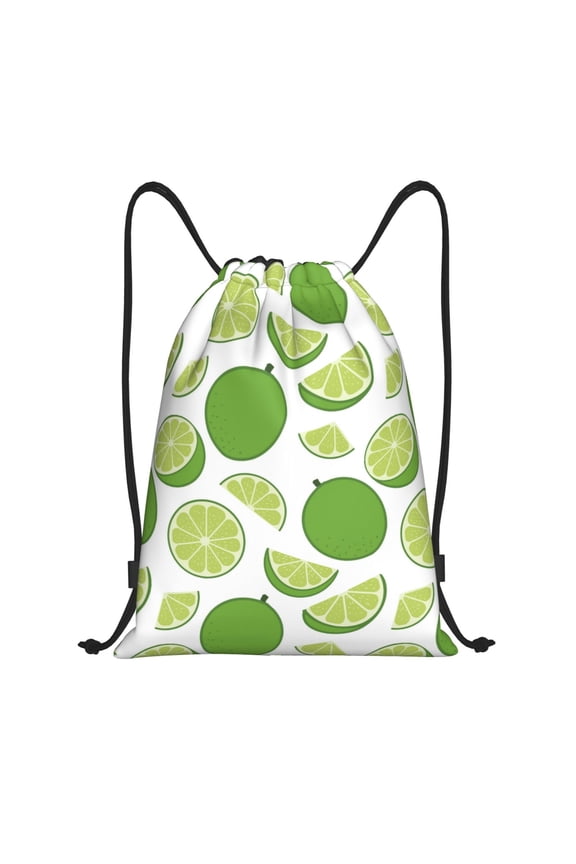 Drawstring Backpack - Cute Natural Limes Splash Proof Small Drawstring Gym Bag for Women Men, Cinch Sports String Bag Backpack for Travel Swimming Beach