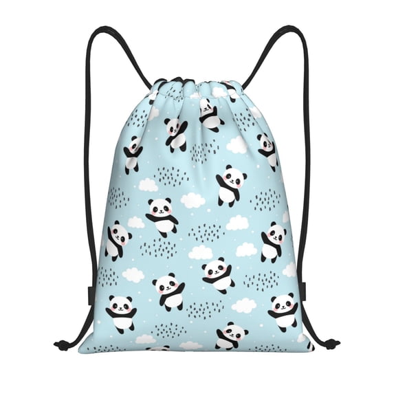 Drawstring Backpack - Cute Panda Bear Splash Proof Small Drawstring Gym Bag for Women Men, Cinch Sports String Bag Backpack for Travel Swimming Beach