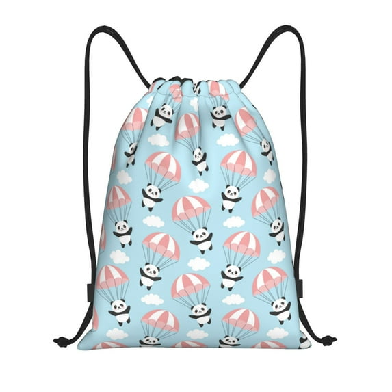 Drawstring Backpack - Cute Panda Flying in the Sky Splash Proof Small Drawstring Gym Bag for Women Men, Cinch Sports String Bag Backpack for Travel Swimming Beach
