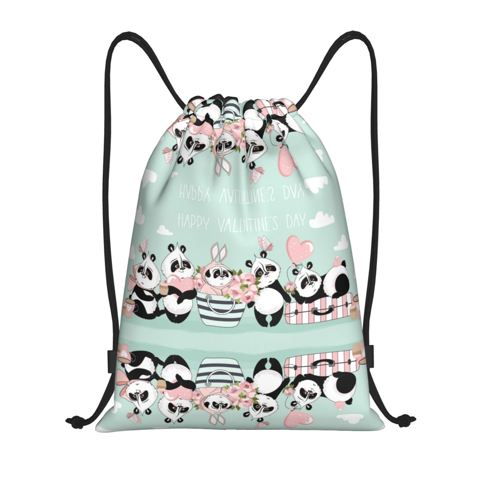 Drawstring Backpack Cute Panda k Splash Proof Small Drawstring Gym