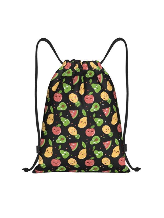 Drawstring Backpack - Cute Pear Mango Watermelon Pineapple Splash Proof Small Drawstring Gym Bag for Women Men, Cinch Sports String Bag Backpack for Travel Swimming Beach