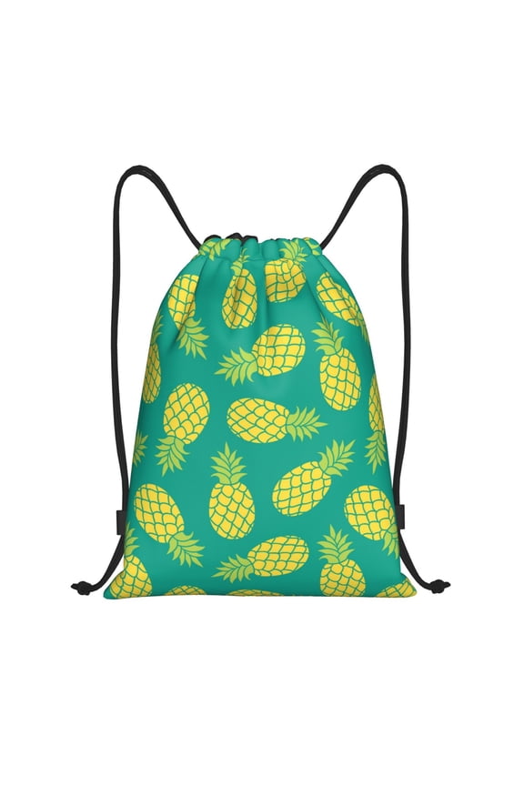 Drawstring Backpack - Cute Pineapple Pine Green Splash Proof Small Drawstring Gym Bag for Women Men, Cinch Sports String Bag Backpack for Travel Swimming Beach