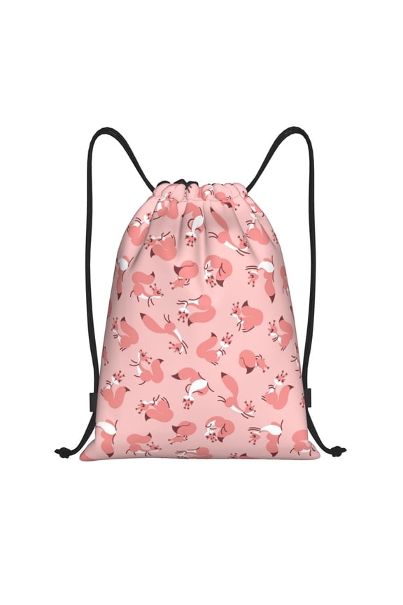 Drawstring Backpack - Cute Pink Squirrel Splash Proof Small Drawstring Gym Bag for Women Men, Cinch Sports String Bag Backpack for Travel Swimming Beach