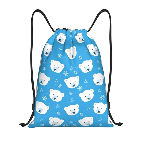 Drawstring Backpack - Cute Polar Bear Splash Proof Small Drawstring Gym Bag for Women Men, Cinch Sports String Bag Backpack for Travel Swimming Beach