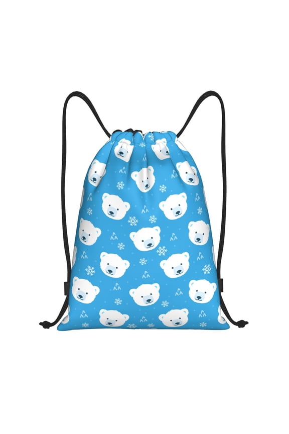 Drawstring Backpack - Cute Polar Bear Splash Proof Small Drawstring Gym Bag for Women Men, Cinch Sports String Bag Backpack for Travel Swimming Beach