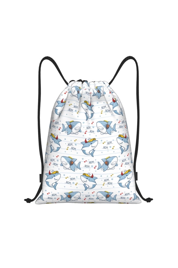 Drawstring Backpack - Cute Shark Splash Proof Small Drawstring Gym Bag for Women Men, Cinch Sports String Bag Backpack for Travel Swimming Beach