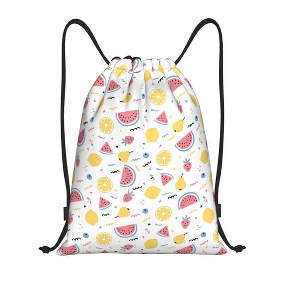 Drawstring Backpack - Cute Watermelon Bear Lemon Splash Proof Small Drawstring Gym Bag for Women Men, Cinch Sports String Bag Backpack for Travel Swimming Beach