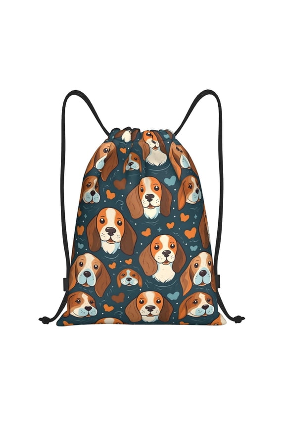 Drawstring Backpack - Cute puppy G Splash Proof Small Drawstring Gym Bag for Women Men, Cinch Sports String Bag Backpack for Travel Swimming Beach