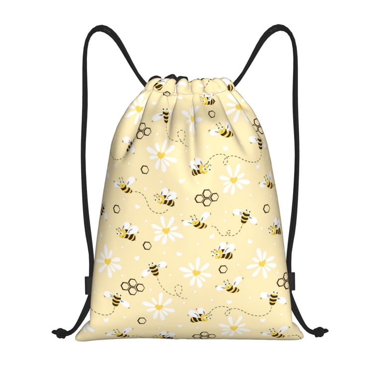 Drawstring Backpack - Daisy bee yellow cute cartoon Splash 