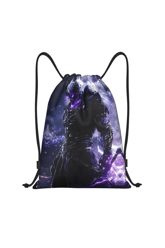 Drawstring Backpack - Dark Knight Purple Aura Splash Proof Small Drawstring Gym Bag for Women Men, Cinch Sports String Bag Backpack for Travel Swimming Beach