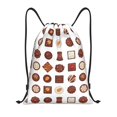 thumbnail image 1 of Drawstring Backpack, Delicate Chocolate Print Light Waterproof Sports Gym Bag Draw String Back Bag for Men Women, Sackpack Cinch Workout Bag for Sports, Travel, Swimming, Beach, 1 of 8