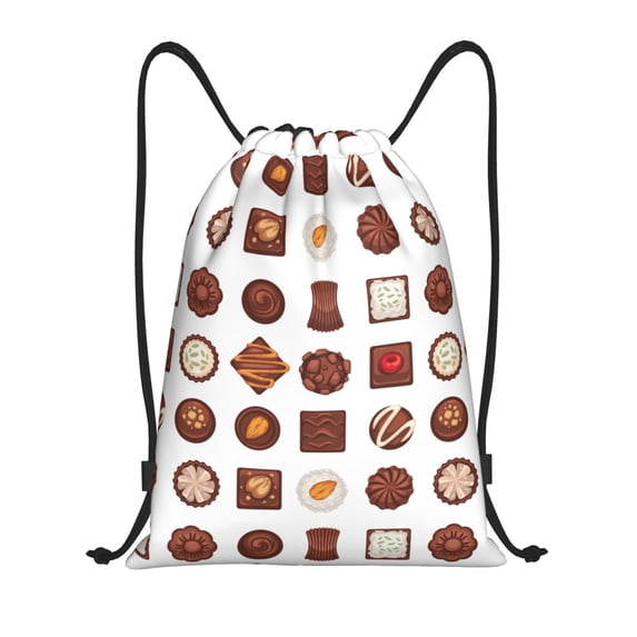 Drawstring Backpack, Delicate Chocolate Print Light Waterproof Sports Gym Bag Draw String Back Bag for Men Women, Sackpack Cinch Workout Bag for Sports, Travel, Swimming, Beach