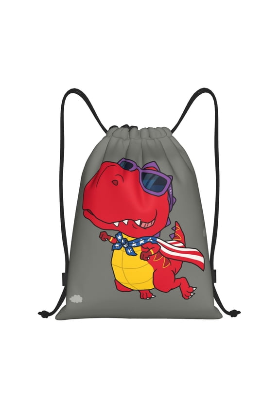 Drawstring Backpack - Dinosaur Super Hero Cartoon Splash Proof Small Drawstring Gym Bag for Women Men, Cinch Sports String Bag Backpack for Travel Swimming Beach